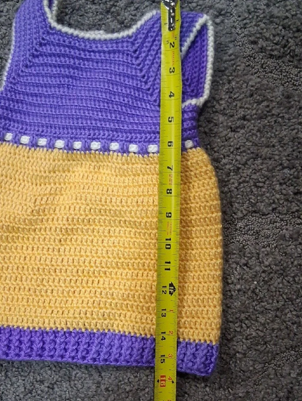 Handmade Kids Crochet Matching Set in Purple and Yellow